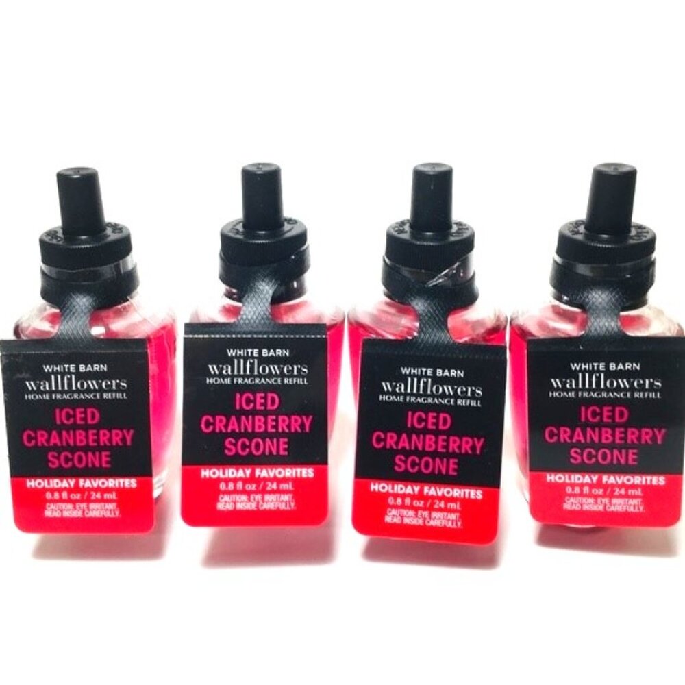 Bath & Body Works ICED CRANBERRY SCONE Wallflowers Home Fragrance Bulbs Set of 4